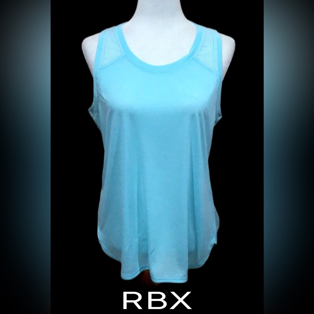 RBX Athletic Performance Running Tank Top‎ w/Mesh Ventilation, Turquoise, Large